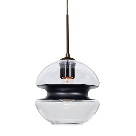 Besa Lighting Hula 8 Cord Pendant, Clear/Black, Bronze Finish, 1x60W Incandescent 1JT-HULA8BK-BR